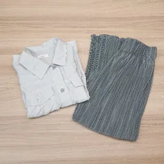 ◇ 《 classicalelf まとめ商品 2点セット サイズM-L ウエストゴム 裏地 薄手 ボタン シャツ スカート レディース 》 E  【1310130004137】