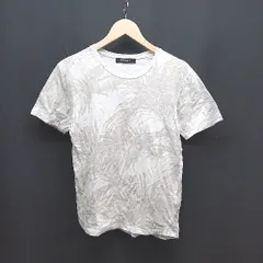 ◇ nano universe ナノ ユニバース クルーネック カジュアル 柄物 半袖 Tシャツ サイズM クリーム系 レディース E  【1310130026832】