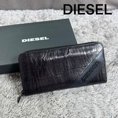 極美品 入手困難 ディーゼル 長財布 ラウンドジップ エンボスロゴ 黒