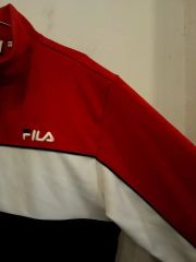 激安。使用浅い美品ホームクリーニング済FILA 長袖ポロシャツ XL 黒/白 
