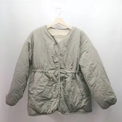 ◇ Ray Cassin ボア リバーシブル ノーカラー カジュアル 長袖 キルティングジャケット サイズM カーキ レディース E  【1310130039412】のサムネイル