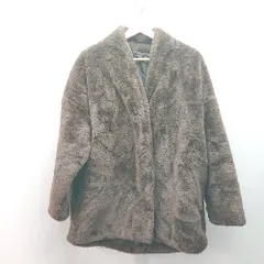 ◇ Riche glamour フロントボタン モコモコ シンプル 大人カジュアル 長袖 ファーブルゾン サイズM ブラウン レディース E  【1310130044003】のサムネイル