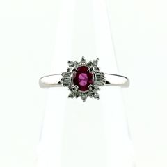 Pt900 可愛いっ❤︎ お花のダイヤ・ルビーのリング キラッキラの美品 