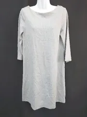 ◇ OPAQUE.CLIP Uネック 薄手 ストレッチ カジュアル オシャレ 長袖 ショート丈 ワンピース サイズM ブルー レディース E  【1310300006534】