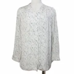 ユナイテッドアローズ UNITED ARROWS クローゼットストーリー closet story ラインプリント Vネック ブラウス シャツ 6911-699-0387 長袖 花柄 白 ホワイト /X