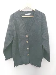 ◇ AZUL BY MOUSSY ダメージ加工 カジュアル 長袖 ニット カーディガン サイズF ブラック レディース P  【1402080015117】