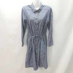 ◇ AS KNOW AS PINKY アズノゥアズピンキー シャツ ウエスト紐 長袖 ひざ丈 ワンピース サイズ* ブル－系 レディース E  【1402200016017】のサムネイル