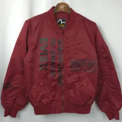 男女M-L EVISU エヴィス MA-1ジャケット バーガンディ ジャケット アウター ジップアップ