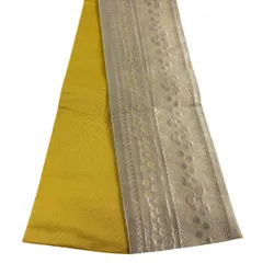 【美品】半幅帯 優品 縞 幾何学模様 箔 クリーム 化繊 【中古】