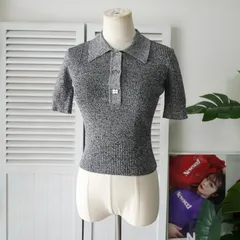 Melange Rib Short Sleeve Polo ガニー メランジ リブ ポロニット シルバーグレー レディースのサムネイル