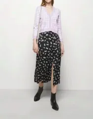 マージュ MAJE ジゼル フラワー レオパード ジャカード スリット スカート ロング丈のサムネイル