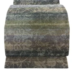 【美品】 袋帯 名品 花唐草 幾何学模様 箔 深緑 全通 正絹 【中古】