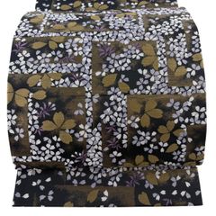 A 夏物 こむさでもーど 抽象模様 白地 絽 紗 薄物 正絹 六通 袋帯 O58