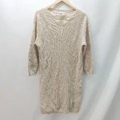 ◇ le.coeur blanc ボ－トネック 羊毛混 ニット 長袖 ひざ丈 ワンピース 表記なし イエロ－ベ－ジュ系 レディース E  【1404020011692】のサムネイル