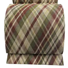 【美品】 袋帯 名品 斜め格子 金糸 赤茶 全通 正絹 【中古】