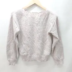 ◇ misch masch ミッシュマッシュ 胸元レース花 パール付 前後2WAY 長袖 ニット セーター サイズM ピンク レディース E  【1404020011104】