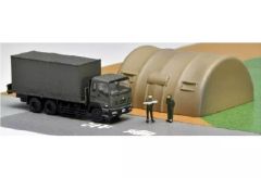 [Used] Model Railway 1/150 (7) Japan Self-Defense Forces Extra Large Truck (6x4) + Large Tent + Self-Defense Forces Personnel "GJ! 100 Scenes of Working Vehicles 003 Japan Self-Defense Forces Disaster Prevention Training Site" [325529]
