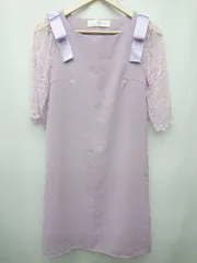 ◇ tocco closet トッコ クローゼット リボン レース 七分袖 ミニ丈 ワンピース ラベンダー レディース P  【1406180031411】