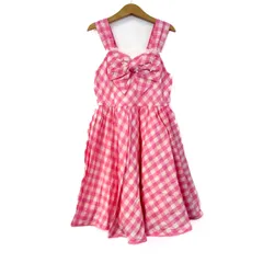 メゾピアノ ワンピース トップス ノースリーブ ギンガムチェック柄 キッズ 女の子用 140サイズ ピンク×白 Mezzo Piano 【中古】