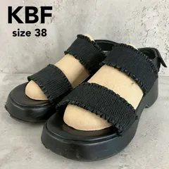 KBF ケービーエフ size38 シャーリングベルトサンダル ブラック 黒 厚底サンダル ボリュームソール プラットフォーム スポーツサンダル スポサン フリル デザイン ストラップ ベルクロ マジックテープ 完売品 人気モデル ★ ■◆のサムネイル