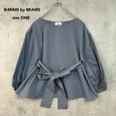 B:MING by BEAMS ビーミングバイビームス ONE SIZE ブルー 青 ブラウス カットソー 2WAY ウエストリボン ギャザー パフスリーブ バルーン袖 トップス 17S-BL073 プルオーバー カジュアル ★ ■◇ ★ ■◆のサムネイル
