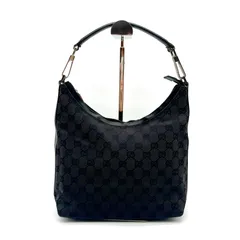 美品◎GUCCI グッチ GGキャンバス ホーボーバッグ ワンショルダーバッグ ブラック 000 0602