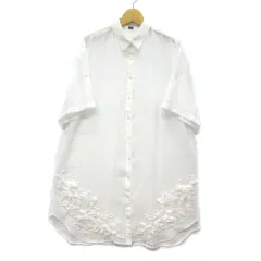 アツロウタヤマ ATSURO TAYAMA フラワーモチーフ シアー ロング シャツ チュニック 半袖 ホワイト 白 36 747-88052のサムネイル