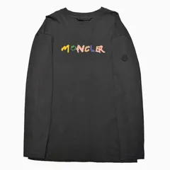MONCLER モンクレール 24SS マルチカラー・ロゴプリント ロングスリーブ Tシャツ J10918D00012 size=M コットン ブラック メンズ