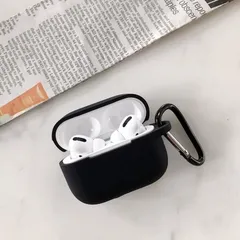 AirPods Pro3ケース 保護カバー シリコン キズ防止 カラビナ付き 黒