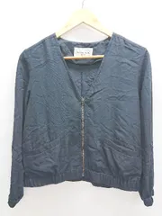 ◇ le coeur blanc ルクール ノーカラー ジップアップ 薄手 長袖 ブルゾン ジャンパー サイズ38 ネイビー レディース P  【1406240014378】のサムネイル