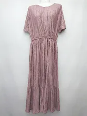 ◇ FELISSIMO フェリシモ ギャザー 半袖 膝下丈 ワンピース サイズS ピンク系 レディース P  【1406240038510】のサムネイル