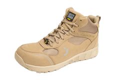 Brand new SAFETY JOGGER safety shoes, slip-resistant, anti-static, puncture-resistant, ISO and JSAA certified, FUJI MID, beige, size 25.0 cm.