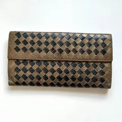 ボッテガヴェネタ　BOTTEGA VENETA 長財布　イントレチャート　ゴールド