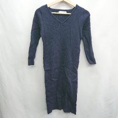 ◇ ROYAL PARTY Long-Sleeved Knee-Length Dress, Size F, Navy, Women's E [1407020003186]