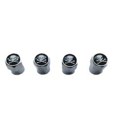 Roost Aluminum Tire Valve Caps - Tire Wheel Rim Air Valve Caps - Skull Design (4 pieces)