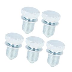 A ABSOPRO Car Engine Oil Drain Plug Replacement N90813202 Front Compatible with Volkswagen Golf 1999-2006 2010-2015 Metal Silver Tone 5pcs