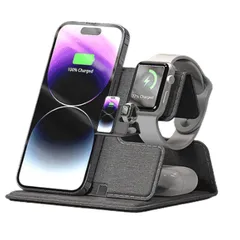 [HafaAdai] ワイヤレス充電器 3in1 折りたたみ コンパクト 軽量 スタンド 急速 iPhone 16/15/14/13/12 Pro Max Miniシリーズ対応 USB-Cケーブル付き スマホ充電器 Apple Watch/Airpodsに対 のサムネイル