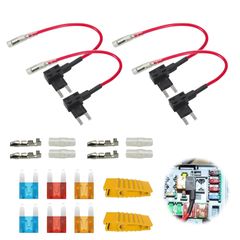 PAVIKE Flat Low Profile Fuse Holder for Cars, 4-Pack, with Fuse Removal Tool, 32V Power Tap Fuse, Mini Flat Fuse