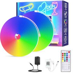 10-meter RGB LED Strip Lights, Dimmable, Color Temperature Adjustable, Neon LED, IP67 Waterproof, with Mounting Clips, Indoor/Outdoor Use, Christmas Lighting, String Lights, Domestic Shipping