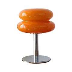 VeroMan Table Lamp Macaron Bedside Lamp Desk Lamp USB Type Lamp Egg Tart Indirect Lighting Stand Light Korean Interior Retro (Orange Thin Base) Domestic Shipping