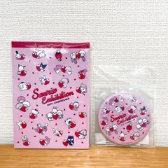 サンリオ展 限定 2点セット A6メモ帳 缶ミラー ピンク いちご 60周年 Sanrio Exhibition ハローキティ マイメロディ クロミ シナモロール ポチャッコ ハンギョドン ポムポムプリン ウサハナ タキシードサム キキララのサムネイル