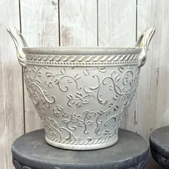 【A-68】プランター 樹脂鉢 植木鉢 アイボリー ガーデニング 園芸 用品 合成樹脂 プランター  プラ 樹脂　植木鉢 #Pミニローズのサムネイル