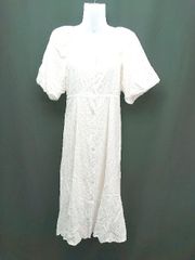 ◇ MAJESTIC LEGON Casual Floral Print Puff Sleeve Short Sleeve Long Dress Size M Cream Women's E [1310130018103]