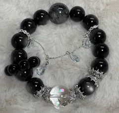 アイリス水晶とブラックルチルのブレスレット ハンドメイド