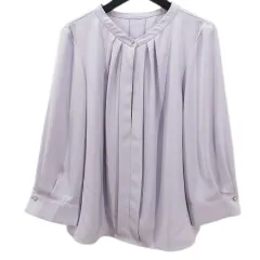 MEW’S REFINED CLOTHES ミューズ 七分袖 プルオーバー ブラウス M 紫系 パープル タック 飾ボタン