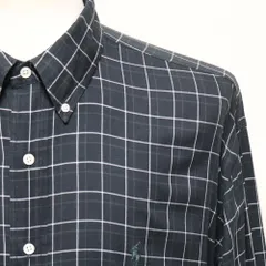 【希少90s】ラルフローレン 90s BLAKE コットン 100％ ボタンダウン ライトネルシャツ 黒×白×グレー グラフチェック ウィンドウペン 深緑ポニー XL XXL 3L相当 ゆるだぼ ビッグシルエット USED 美品 米国購入