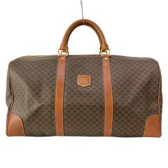 CELINE　ボストンバッグ　マカダム柄　ブラウン　南京錠付き　2940 CELINE】ボストンバッグ 南京錠 マカダム柄 PVC ゴールド金具 自立