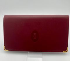 カルティエ マストライン がま口 長財布 ボルドー ロングウォレット ロゴ T1345 未使用級！☆カルティエ 長財布 がま口 がまぐち ボルドー