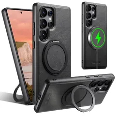 新品 JCGOOD Samsung Galaxy S24 Ultra ケース360度回転スタンド隠し収納式多機能リング一体型横縦両立角度調整ギャラクシー S24 ウルトラ ケースMagSafe対応マグネット搭載サムスンS24 Ultra カバー滑り止め ワイヤ