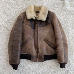 Schott B-3 大戦 フライトジャケット シープスキン ブラウン 難あり